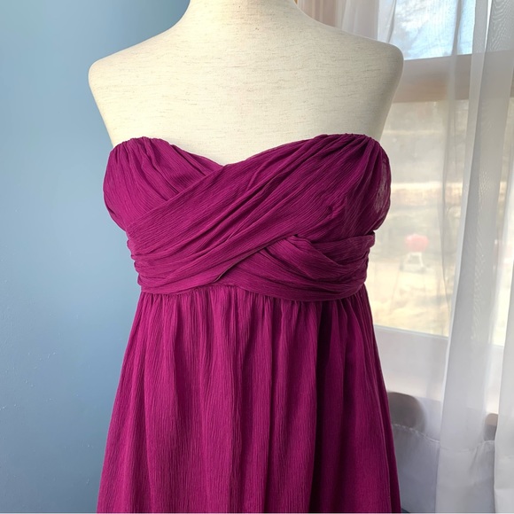 J. Crew Taryn Spiced Wine Silk Chiffon Strapless Dress - Picture 3 of 11